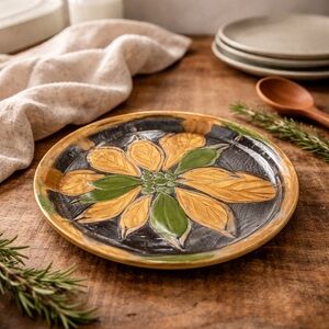 Vtg‎ Mikasa Studio Nova Crystal Glass Trinket Poinsettia Flower Trinket Dish